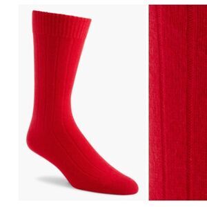 Nordstrom Rib Cashmere Blend Crew Socks, Red Chilly, Size 6.5-12, NWT